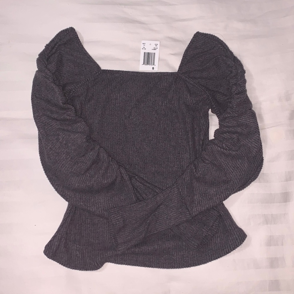 Square neck long sleeve sweater